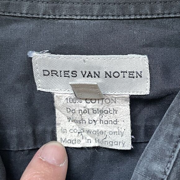 DRIES VAN NOTEN Button Down Shirt Men Size Small 46 Black Cotton Long Sleeve - Picture 5 of 10